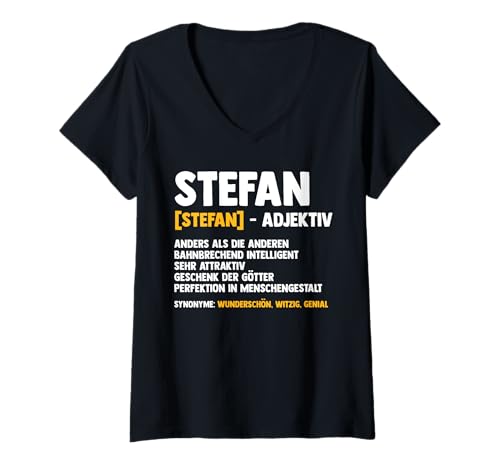 Damen Stefan T-Shirt mit V-Ausschnitt von Vorname Stefan