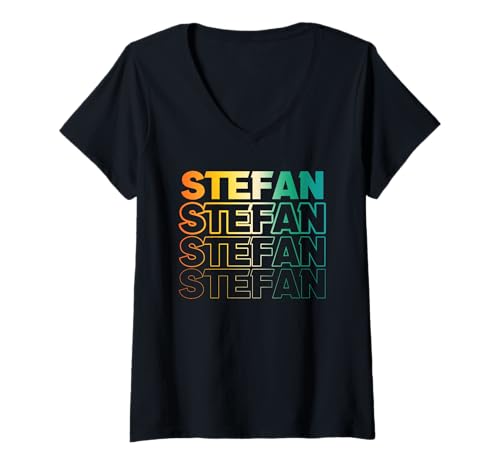 Damen Stefan T-Shirt mit V-Ausschnitt von Vorname Stefan