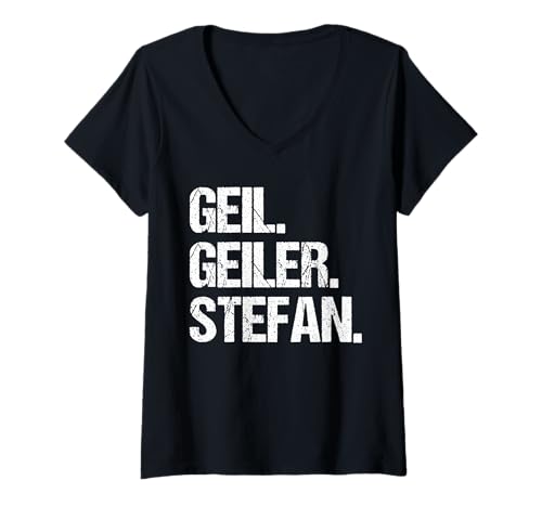 Damen Stefan T-Shirt mit V-Ausschnitt von Vorname Stefan