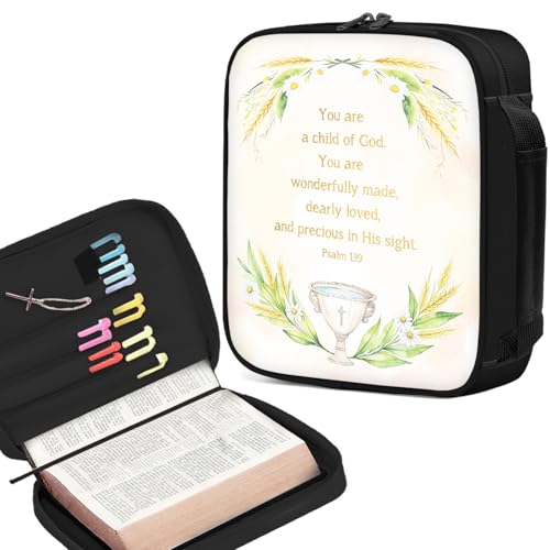 Bibelhülle für Frauen und Mädchen, große Buchstaben, Bibel-Tragetasche, Tragetasche für biblisches Studium, Aufbewahrungstasche mit Griff, schützende Stiftfächer, besondere Segen, christliche von Vorruil