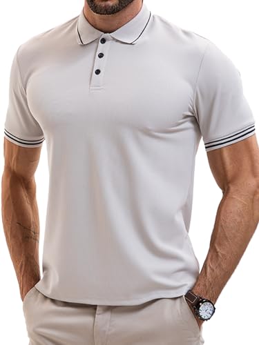 Vortewind Poloshirt Herren Kurzarm Schnelltrocknendes Atmungsaktives Polohemd Männer Elastischem Rippstrick-Bündchen Sommer Golf Shirt von Vortewind