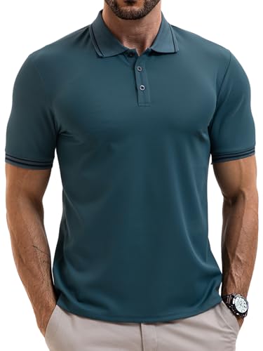 Vortewind Poloshirt Herren Kurzarm Schnelltrocknendes Atmungsaktives Polohemd Männer Elastischem Rippstrick-Bündchen Sommer Golf Shirt von Vortewind