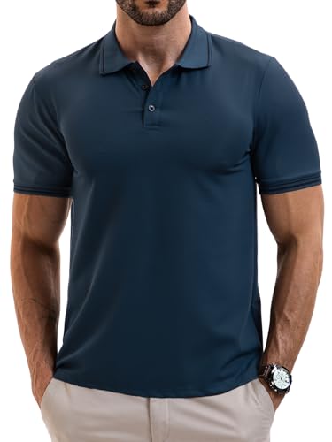 Vortewind Poloshirt Herren Kurzarm Schnelltrocknendes Atmungsaktives Polohemd Männer Elastischem Rippstrick-Bündchen Sommer Golf Shirt von Vortewind
