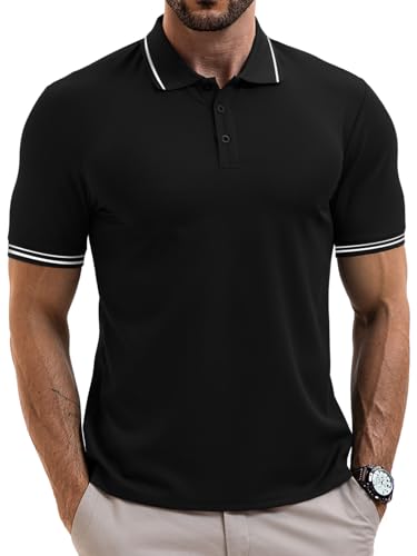 Vortewind Poloshirt Herren Kurzarm Schnelltrocknendes Atmungsaktives Polohemd Männer Elastischem Rippstrick-Bündchen Sommer Golf Shirt von Vortewind