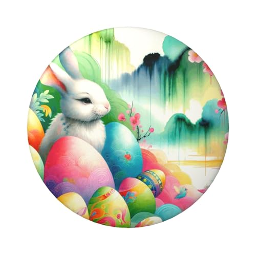 6 cm Aquarell-Oster-Hasen-Eier, laminiert, Pinback-Knöpfe, 5 Stück, runde Abzeichen mit glänzender Oberfläche und sicherer Pinback-Verschluss von Vortithora