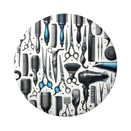 6 cm Barber-Tools-Schere, laminierte Pinback-Knöpfe, 5 Stück, runde Abzeichen mit glänzender Oberfläche und sicherer Pinback von Vortithora