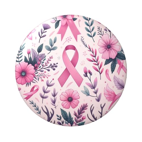 6 cm Brustkrebs-Bewusstseins-Ribbon laminierte Pinback-Knöpfe, 5 Stück, runde Abzeichen mit glänzender Oberfläche und sicherem Pinback von Vortithora