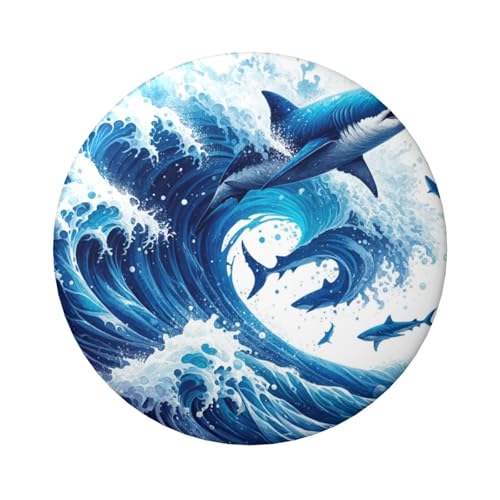 6 cm Haie wirbelnde Ozeanwellen, laminierte Pinback-Knöpfe, 5 Stück, runde Abzeichen mit glänzender Oberfläche und sicherer Pinback von Vortithora