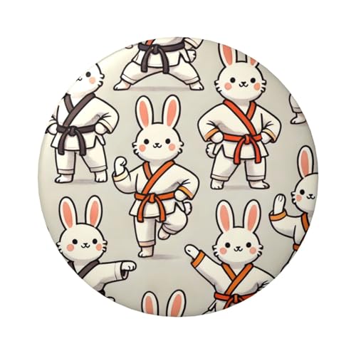 6 cm Judo-Kaninchen-Ostern, laminierte Pinback-Knöpfe, 5 Stück, runde Abzeichen mit glänzender Oberfläche und sicherer Pinback von Vortithora
