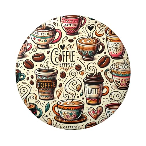 6 cm Kaffee-Latte-Enjoy-Time laminierte Pinback-Knöpfe, rund, glänzende Oberfläche und sichere Pinback-Taste, 5 Stück von Vortithora