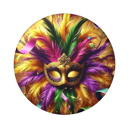 6 cm Mardi-Gras-Maske, laminierte Pinback-Knöpfe, 5 Stück, runde Abzeichen mit glänzender Oberfläche und sicherer Pinback-Verschluss von Vortithora