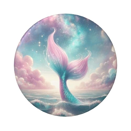 6 cm Meerjungfrauenschwanz-Glitzer-Motiv laminierte Pinback-Knöpfe, 5 Stück, runde Abzeichen mit glänzender Oberfläche und sicherer Pinback von Vortithora