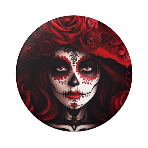 6 cm Mexiko-Frauen-Sugar-Schädel, laminiert, Pinback-Knöpfe, runde Abzeichen mit glänzender Oberfläche und sicherer Pinback-Rückseite, 5 Stück von Vortithora