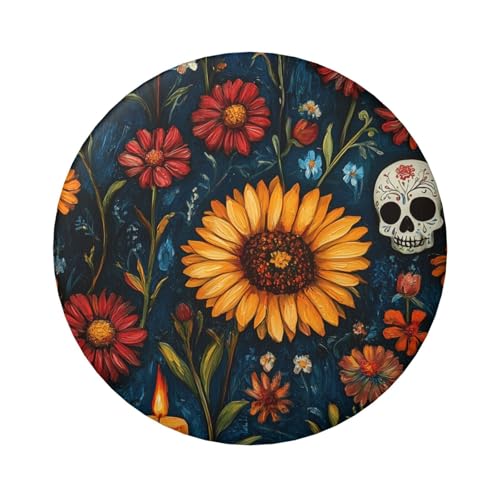6 cm Mexiko-Marigold-Skull laminierte Pinback-Knöpfe, 5 Stück, runde Abzeichen mit glänzender Oberfläche und sicherer Pinback von Vortithora