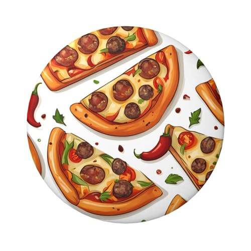 6 cm Pizza-Scheiben, laminiert, Pinback-Knöpfe, 5 Stück, runde Abzeichen mit glänzender Oberfläche und sicherer Pinback von Vortithora
