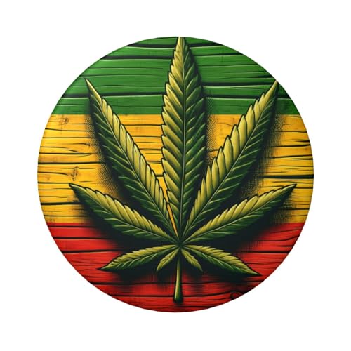 6 cm Rasta-Weed-Leaves, laminierte Pinback-Knöpfe, 5 Stück, runde Abzeichen mit glänzender Oberfläche und sicherer Pinback von Vortithora