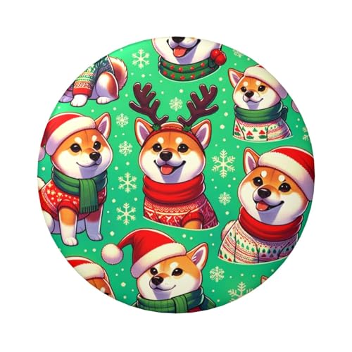 6 cm Shiba-Inu-Weihnachts-Schneeflocken, laminiert, Pinback-Knöpfe, rund, glänzende Oberfläche und sichere Pinback-Taste, 5 Stück von Vortithora