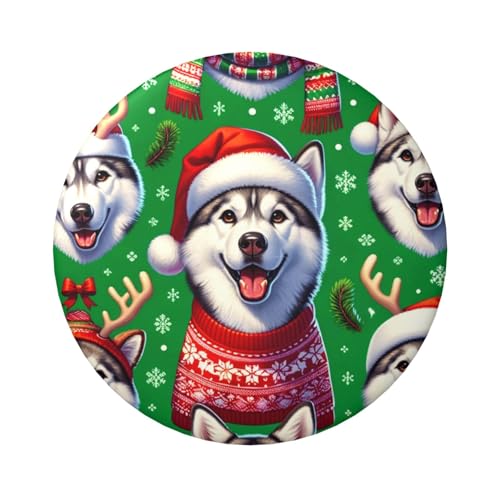 6 cm Sibirische Huskies-Weihnachten laminierte Pinback-Knöpfe 5 Stück, runde Abzeichen mit glänzender Oberfläche und sicherer Pinback von Vortithora