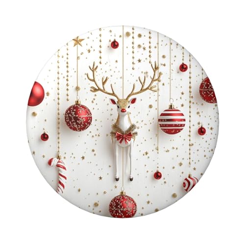 6 cm Weihnachten Rentier Zuckerstange laminiert Pinback-Knöpfe 5 Stück runde Abzeichen mit glänzender Oberfläche und sicherer Pinback von Vortithora