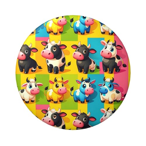 6 cm bunt geschnittene Cartoon-Kuh-laminierte Pinback-Knöpfe, 5 Stück, runde Abzeichen mit glänzender Oberfläche und sicherer Pinback von Vortithora