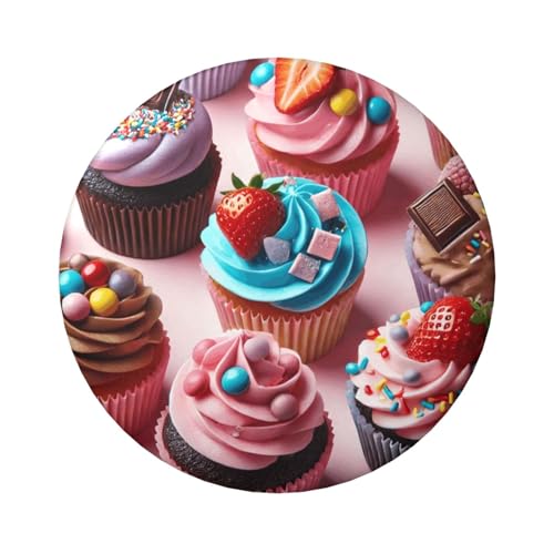 6 cm bunte Cupcakes, laminierte Pinback-Knöpfe, 5 Stück, runde Abzeichen mit glänzender Oberfläche und sicherer Pinback-Verschluss von Vortithora