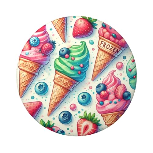 6 cm bunte Eistüten laminierte Pinback-Knöpfe, 5 Stück, runde Abzeichen mit glänzender Oberfläche und sicherer Pinback von Vortithora