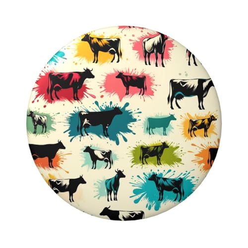 6 cm bunte Kuh-Aquarell-laminierte Pinback-Knöpfe, 5 Stück, runde Abzeichen mit glänzender Oberfläche und sicherer Pinback-Verschluss von Vortithora