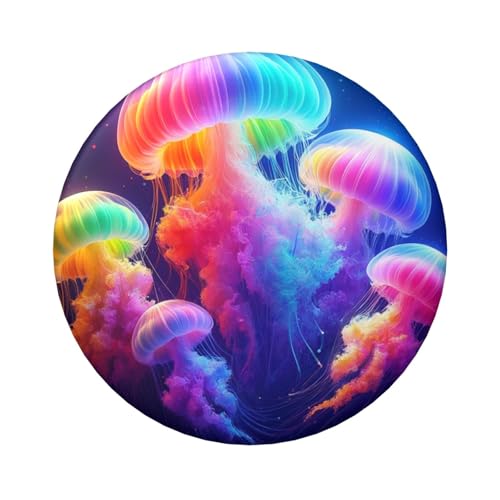 6 cm bunte Quallen-Unterwasser-Knöpfe, laminiert, Pinback-Knöpfe, 5 Stück, runde Abzeichen mit glänzender Oberfläche und sicherer Pinback-Verschluss von Vortithora