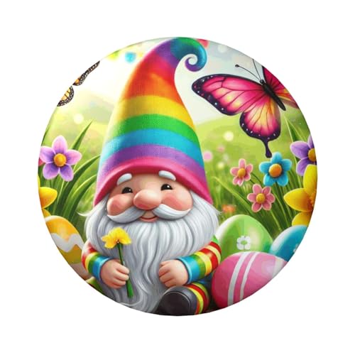 6 cm bunte Schmetterlinge, Oster-Zwerg, laminiert, Pinback-Knöpfe, 5 Stück, runde Abzeichen mit glänzender Oberfläche und sicherer Pinback von Vortithora