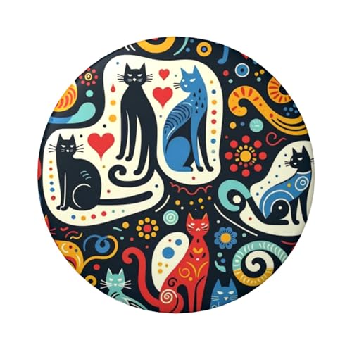 6 cm große, abstrakte bunte Katzen-laminierte Pinback-Knöpfe, 5 Stück, runde Abzeichen mit glänzender Oberfläche und sicherer Pinback-Verschluss von Vortithora
