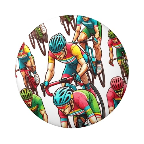 6 cm große, bunte laminierte Pinback-Knöpfe für Radfahrer, Frankreich, runde Abzeichen mit glänzender Oberfläche und sicherer Pinback-Rückseite von Vortithora