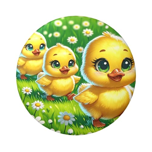 6 cm große, gelbe kleine Enten-Gänseblümchen, laminiert, Pinback-Knöpfe, runde Abzeichen mit glänzender Oberfläche und sicherer Pinback-Rückseite von Vortithora