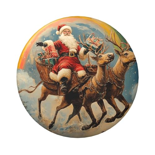 6 cm große, laminierte Pinback-Knöpfe, Motiv: Frohe Weihnachten, Regenbogen, Weihnachtsmann, rund, mit glänzender Oberfläche und sicherer Pinback-Rückseite von Vortithora