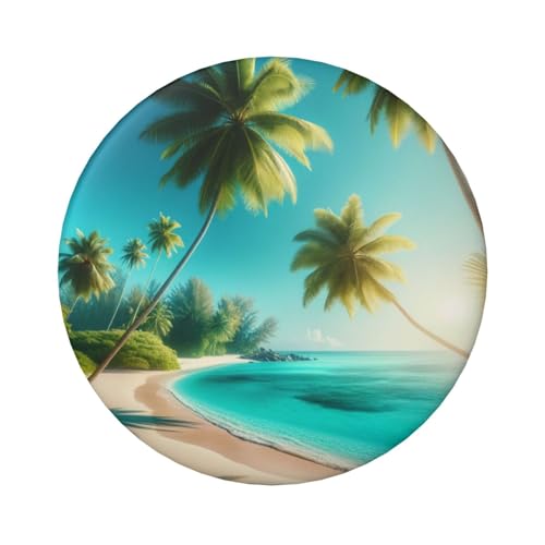 6 cm große, laminierte Pinback-Knöpfe, Motiv: Sommerstrand, Palmenbaum, 5 Stück, runde Abzeichen mit glänzender Oberfläche und sicherer Pinback von Vortithora