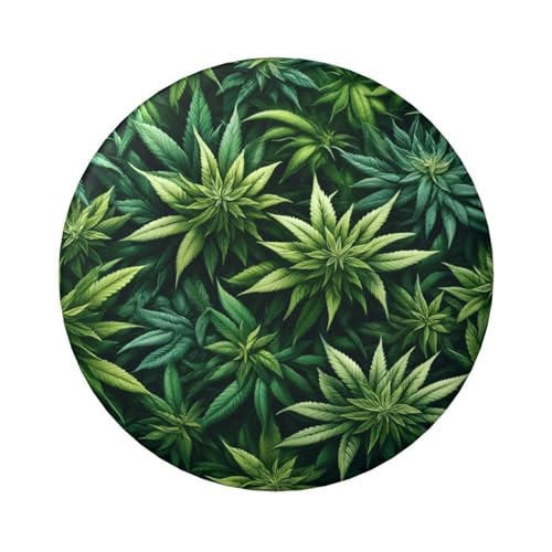 6 cm große, laminierte Pinback-Knöpfe aus natürlichen Cannabisblättern, runde Abzeichen mit glänzender Oberfläche und sicherer Pinback-Rückseite von Vortithora