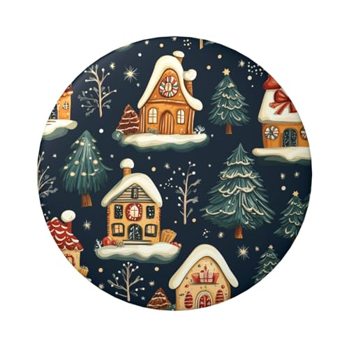 6 cm große, laminierte Pinback-Knöpfe für Weihnachten, Lebkuchenhäuser, runde Abzeichen mit glänzender Oberfläche und sicherer Pinback-Rückseite von Vortithora