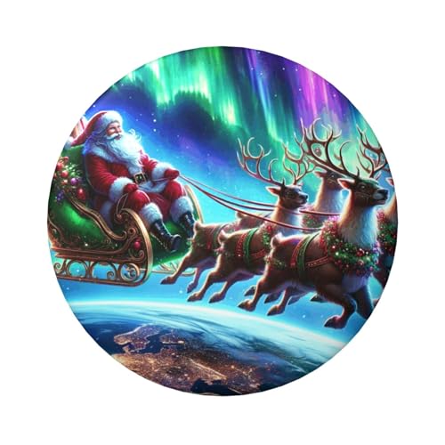 6 cm große, laminierte Pinback-Knöpfe für Weihnachten, Weihnachtsmann, Rentier, 5 Stück, runde Abzeichen mit glänzender Oberfläche und sicherer Pinback von Vortithora