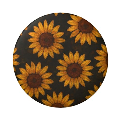 6 cm große, laminierte Pinback-Knöpfe im Vintage-Sonnenblumenmuster, 5 Stück, runde Abzeichen mit glänzender Oberfläche und sicherer Pinback von Vortithora