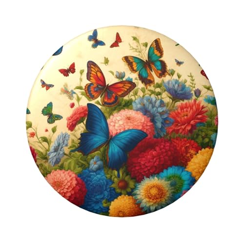 6 cm große, laminierte Pinback-Knöpfe im Vintage-Stil mit Schmetterlingen, 5 Stück, runde Abzeichen mit glänzender Oberfläche und sicherer Pinback von Vortithora