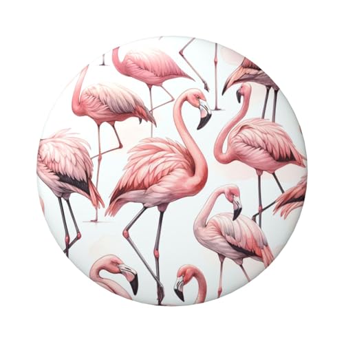 6 cm große, laminierte Pinback-Knöpfe in Aquarell-Form mit Flamingos, 5 Stück, runde Abzeichen mit glänzender Oberfläche und sicherer Pinback von Vortithora