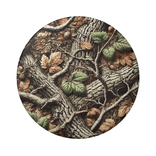 6 cm große, laminierte Pinback-Knöpfe in Baum-Camouflage-Blättern, runde Abzeichen mit glänzender Oberfläche und sicherer Pinback-Rückseite von Vortithora