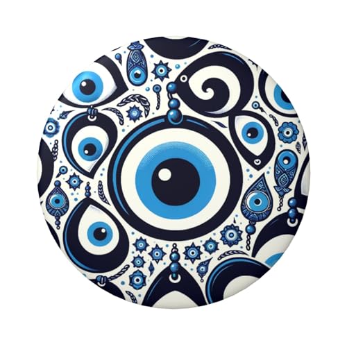6 cm große, laminierte Pinback-Knöpfe in Griechenland-Türkei-Evil-Eye, runde Anstecknadeln mit glänzender Oberfläche und sicherer Pinback-Rückseite von Vortithora