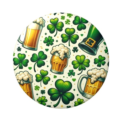 6 cm große, laminierte Pinback-Knöpfe mit Bierkleeblatt-Statronen, 5 Stück, runde Abzeichen mit glänzender Oberfläche und sicherer Pinback von Vortithora