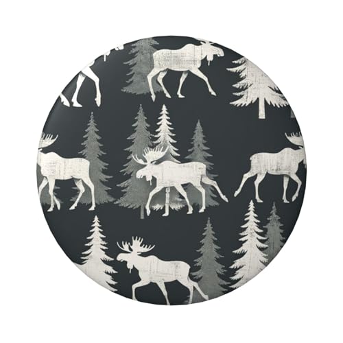 6 cm große, laminierte Pinback-Knöpfe mit Elchwurz und Kiefernbäumen, 5 Stück, runde Abzeichen mit glänzender Oberfläche und sicherer Pinback von Vortithora