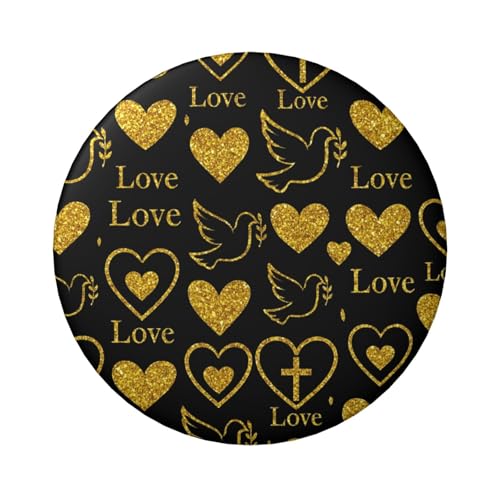 6 cm große, laminierte Pinback-Knöpfe mit Glitzerkreuz und Friedenstaube, runde Abzeichen mit glänzender Oberfläche und sicherer Pinback-Rückseite von Vortithora