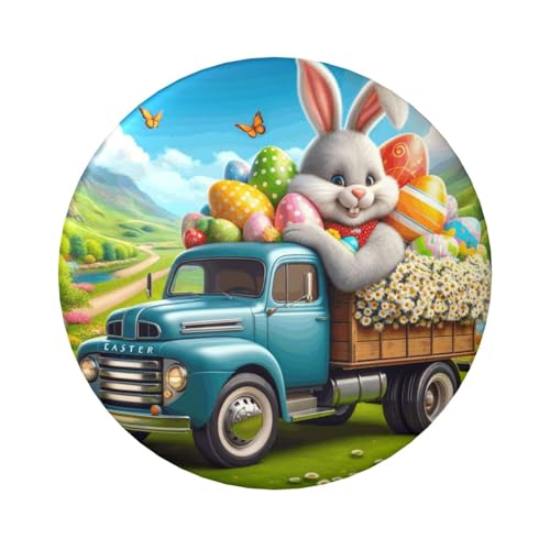 6 cm große, laminierte Pinback-Knöpfe mit Oster-Hasen-Gänseblümchen-Eier, runde Anstecknadeln mit glänzender Oberfläche und sicherer Pinback-Rückseite von Vortithora