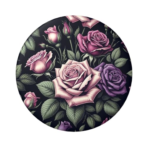 6 cm große, laminierte Pinback-Knöpfe mit Rosen-Blättern, runde Abzeichen mit glänzender Oberfläche und sicherer Pinback-Rückseite von Vortithora
