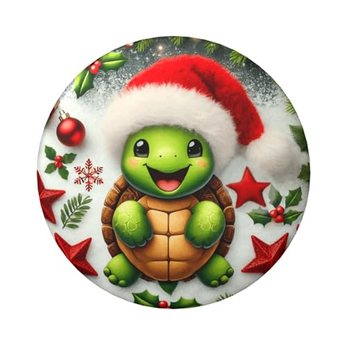 6 cm große, laminierte Pinback-Knöpfe mit Weihnachts-Schildkröte, 5 Stück, runde Abzeichen mit glänzender Oberfläche und sicherer Pinback-Verschluss von Vortithora