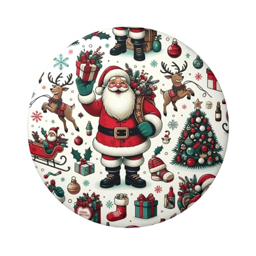 6 cm große, laminierte Pinback-Knöpfe mit Weihnachtsmann-Elch-Motiv, runde Anstecker mit glänzender Oberfläche und sicherer Pinback-Rückseite von Vortithora