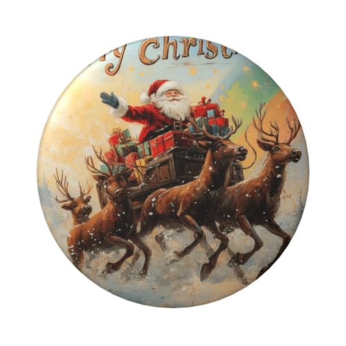 6 cm große, laminierte Pinback-Knöpfe mit Weihnachtsmann-Rentier, runde Abzeichen mit glänzender Oberfläche und sicherer Pinback-Rückseite von Vortithora